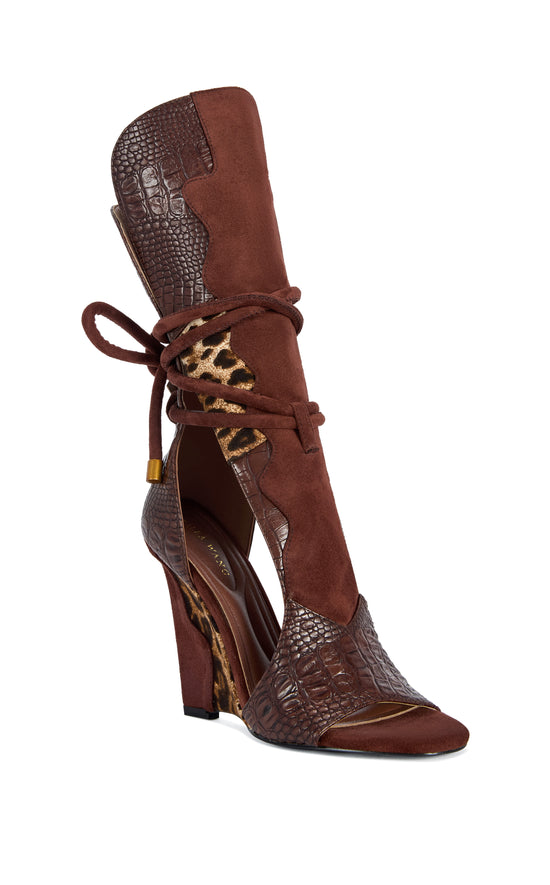 DESIRE-BROWNMULTI LEOPARD WEDGE SANDAL