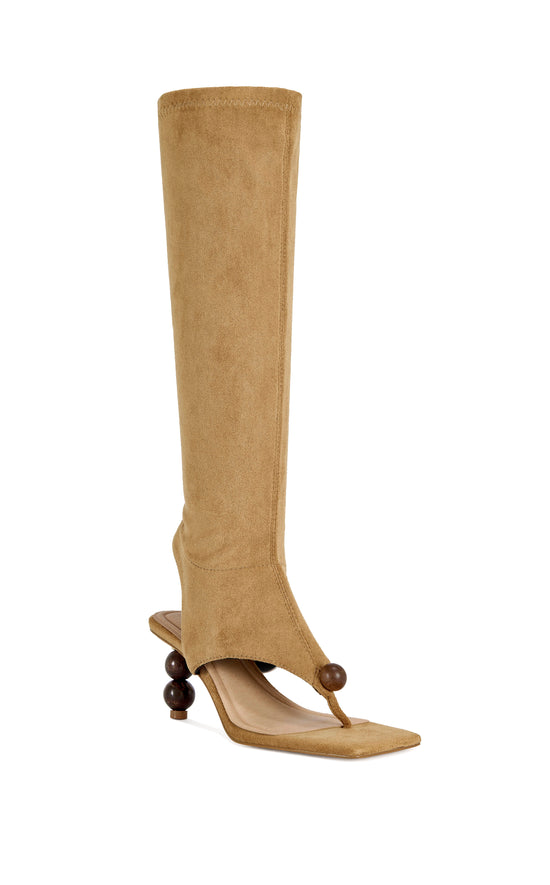 DOTTIE-TAN STILETTO SANDAL BOOT