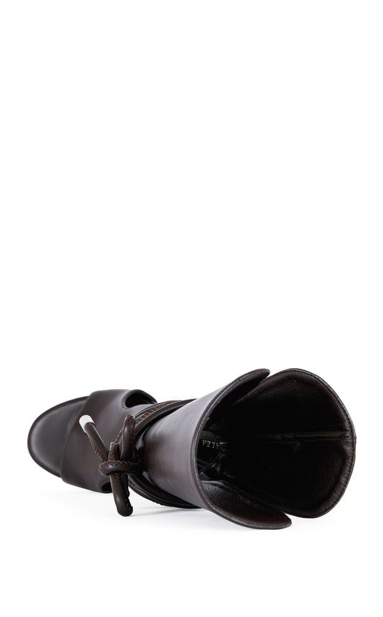 DOUMA-CHOCOLATE WRAP-AROUND WEDGE SANDAL BOOTIE