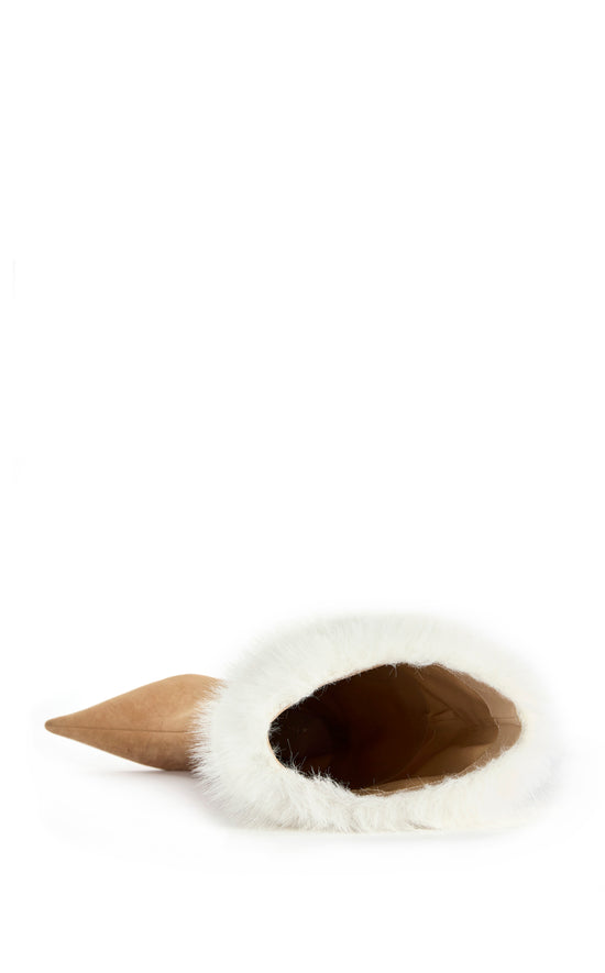 DOVE-CAMEL FAUX FUR STILETTO BOOT