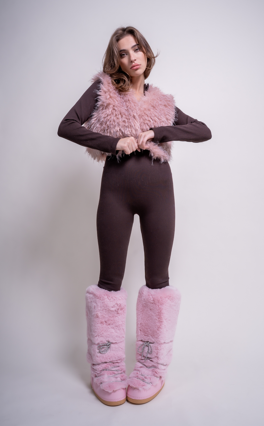 CAMILLE-PINK FAUX FUR VEST