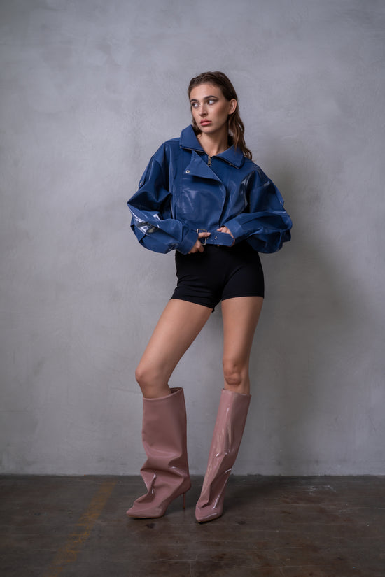 BABZ-BLUE LIQUID LUXE MOTO JACKET