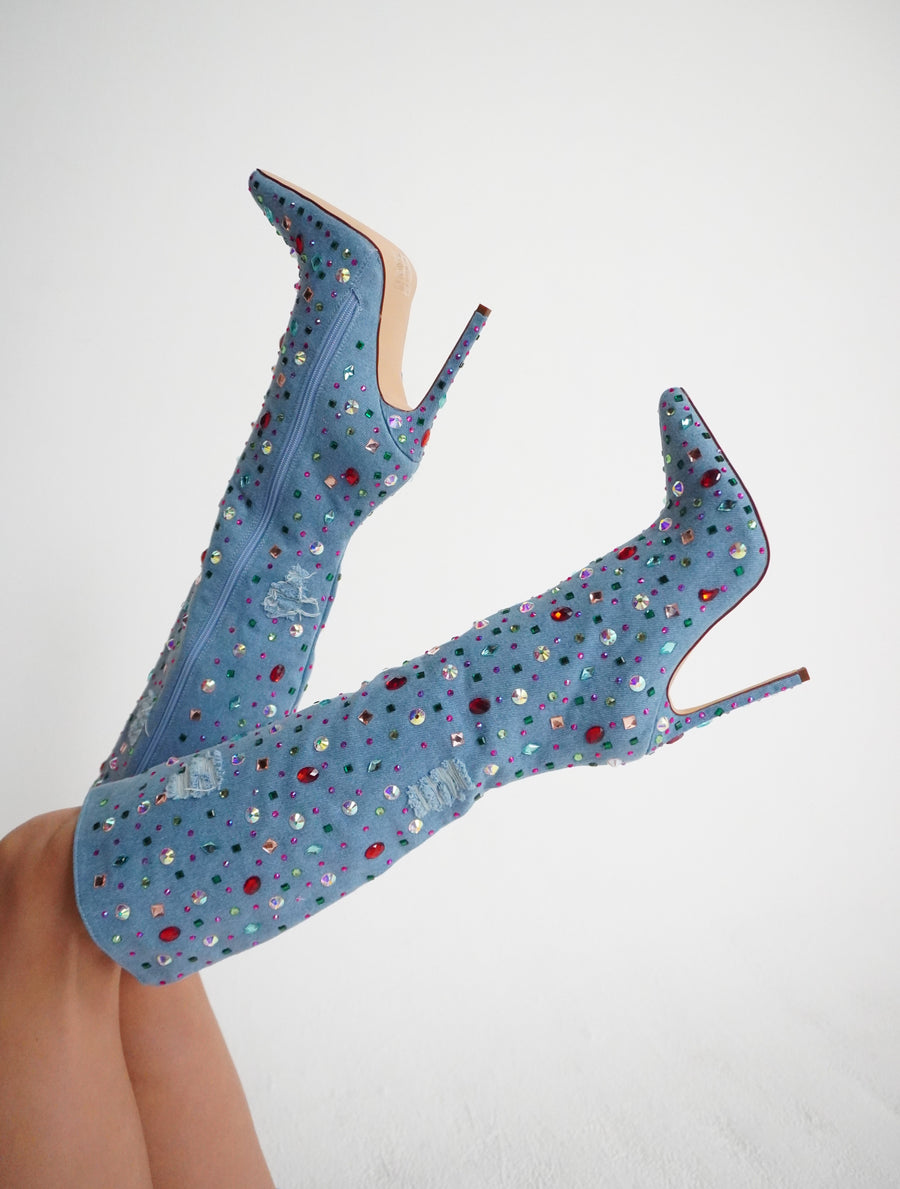 CHILI-DENIM STILETTO BOOT