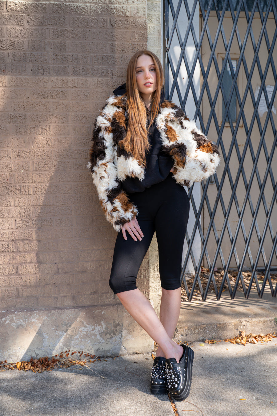 ENORA-CREAMMULTI WESTERN COW PRINT FAUX FUR JACKET