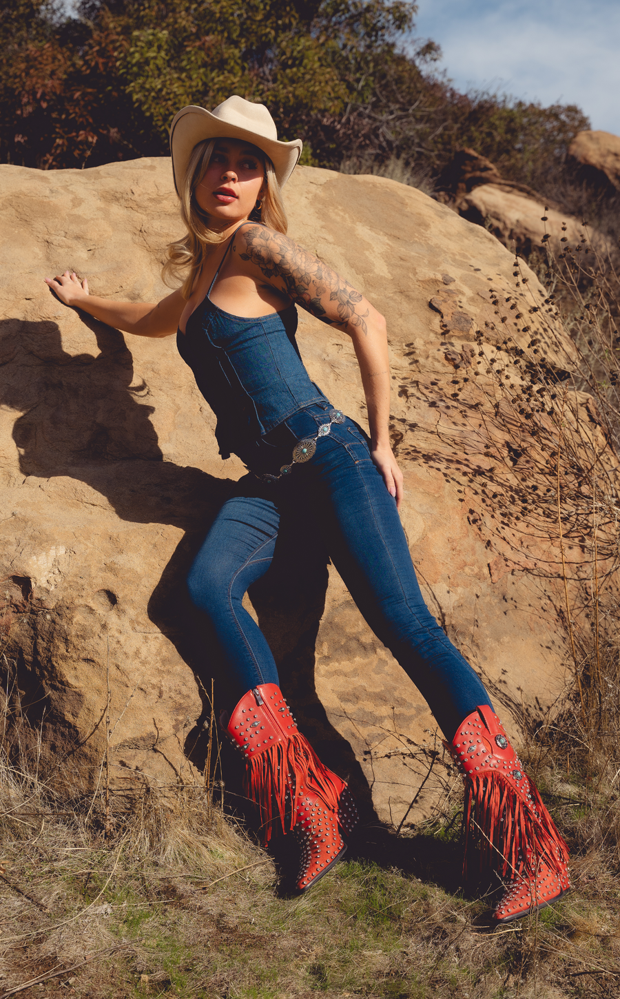GREYSON-RED WESTERN BOOTIE