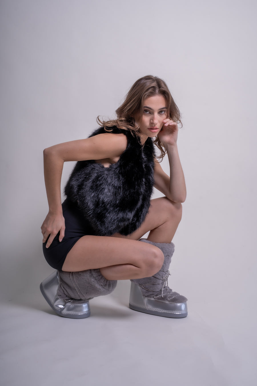 KARMELA-SILVER FLATFORM SNOW BOOTIE