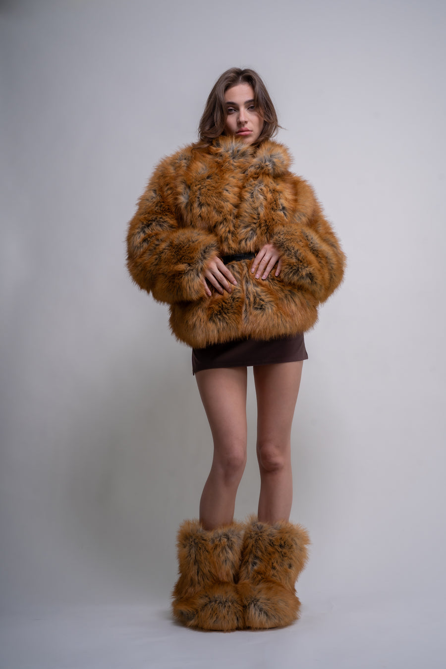 PANDIFOX-TAN FAUX FUR JACKET | AZALEA WANG