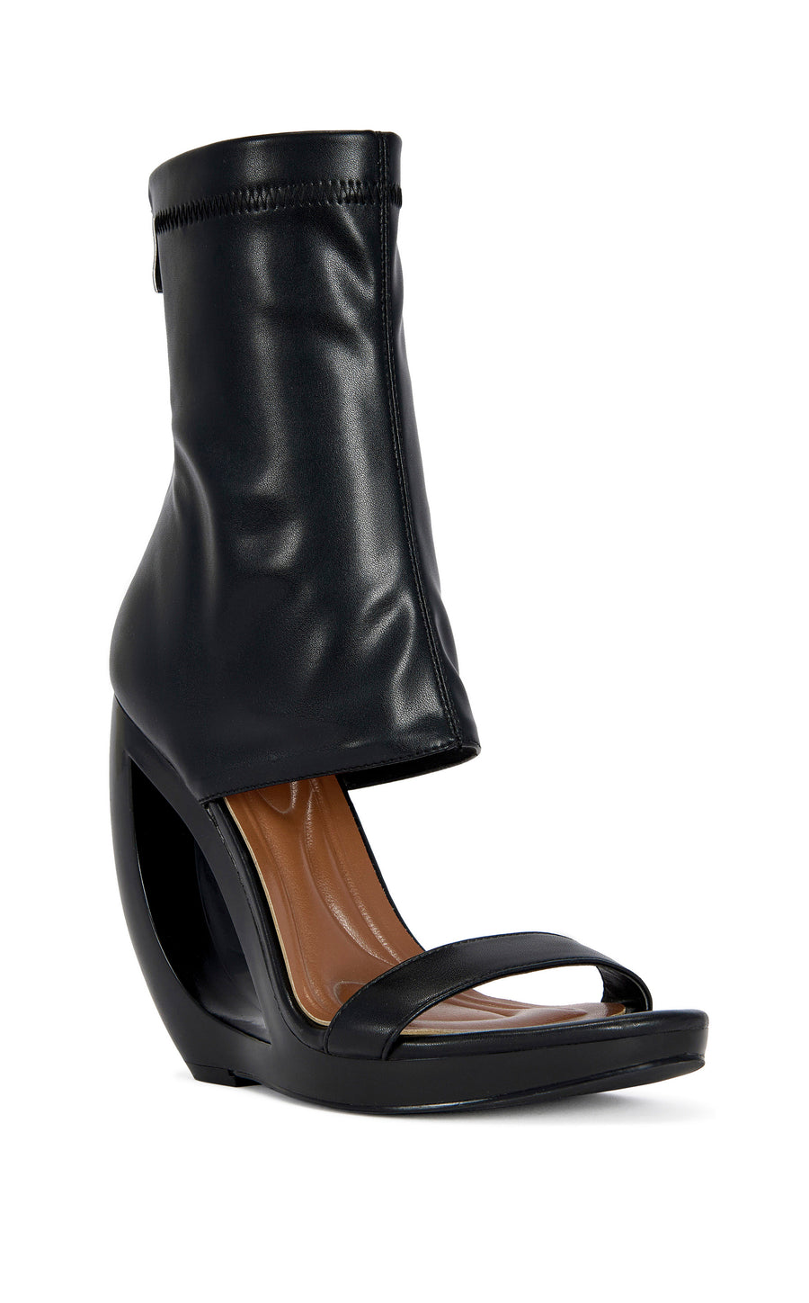 美品BLACK VESPER DEFORMED WEDGE SANDALS DUMISANI-BLACK WEDGE SANDAL | AZALEA WANG