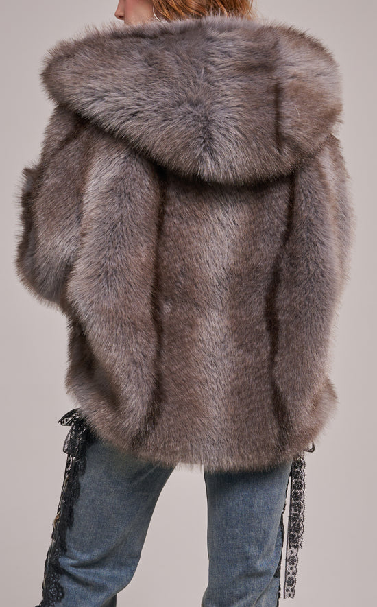 DUSK-GREY FAUX FUR JACKET