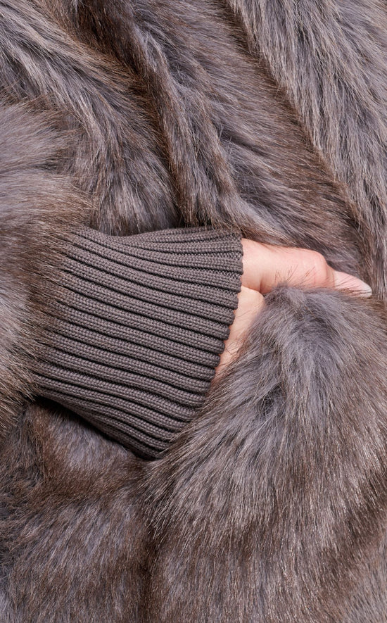 DUSK-GREY FAUX FUR JACKET