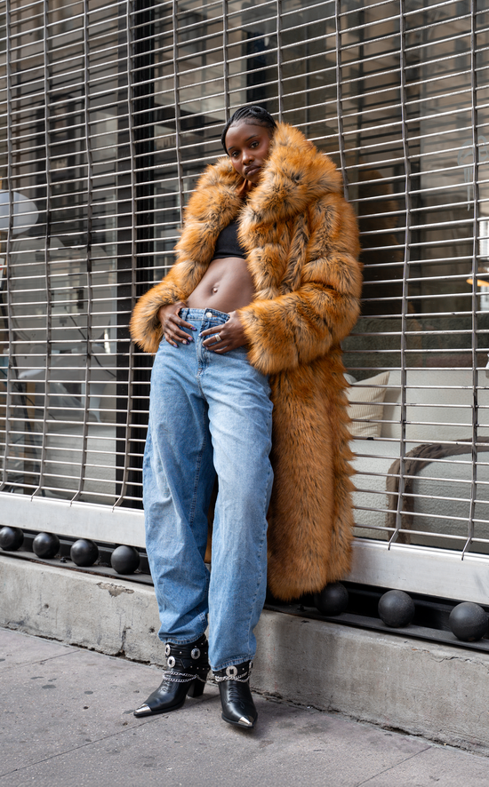 ELIZABETH-TAN FAUX FUR COAT