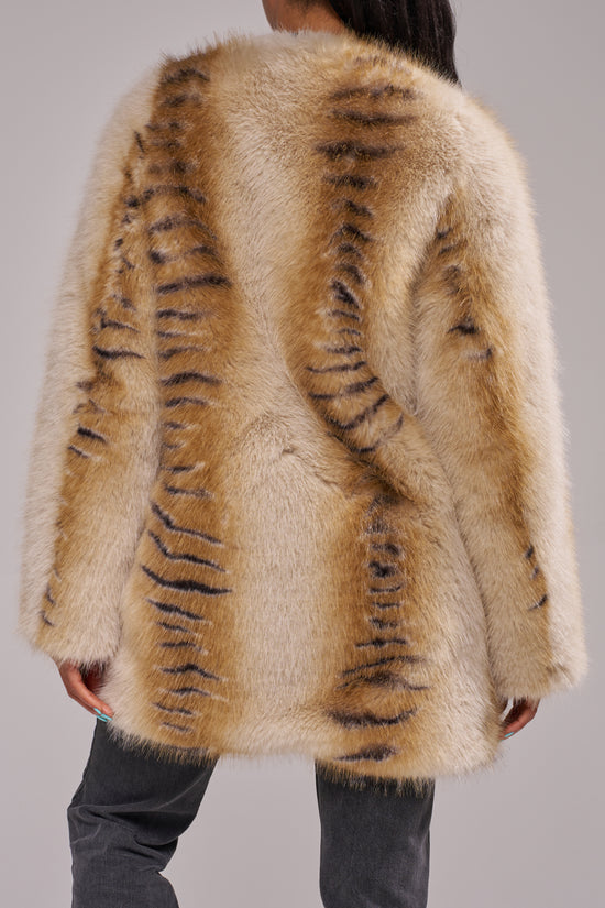 ELLE-CREAMMULTI FAUX FUR COAT