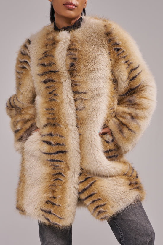 ELLE-CREAMMULTI FAUX FUR COAT