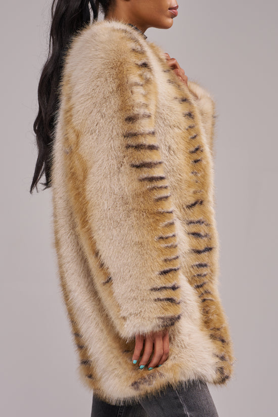ELLE-CREAMMULTI FAUX FUR COAT