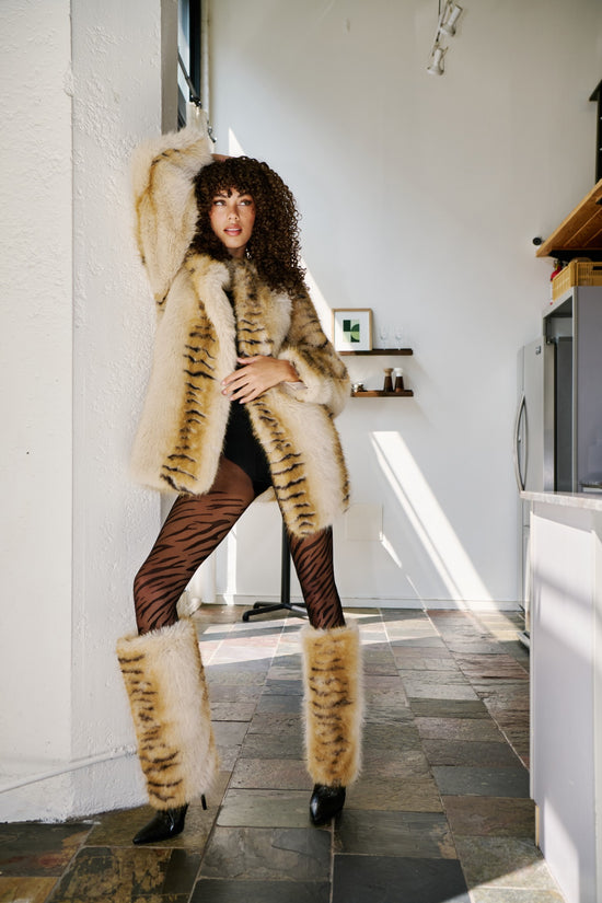 ELLE-CREAMMULTI FAUX FUR COAT