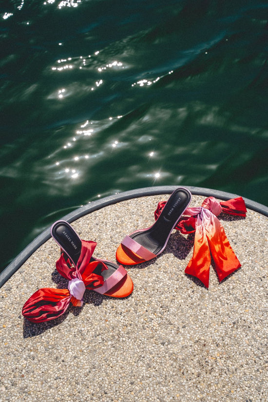 ELZON-ORANGE WRAP-AROUND STILETTO SANDAL