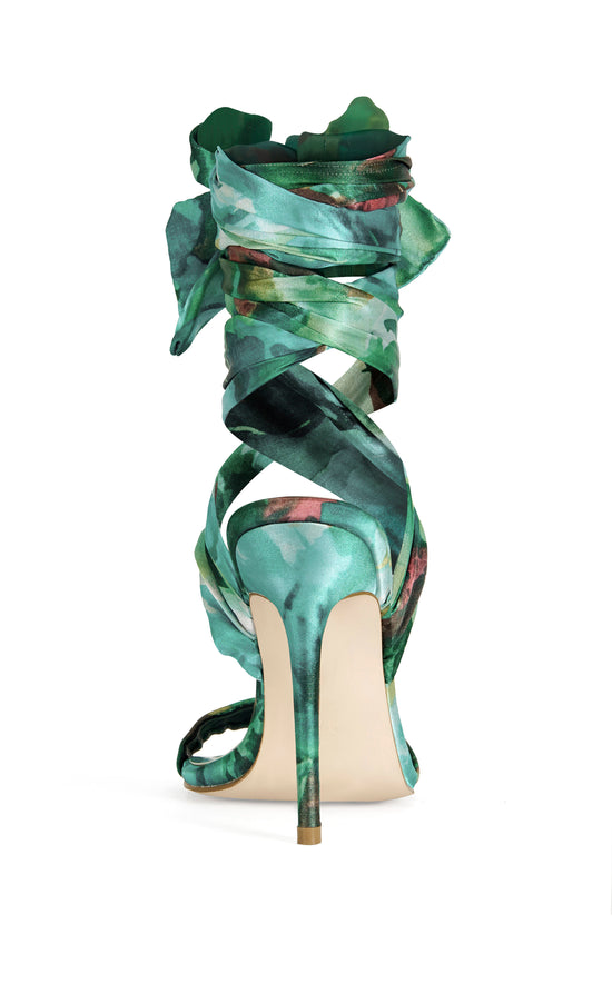 ELZON-GREEN WRAP-AROUND STILETTO SANDAL