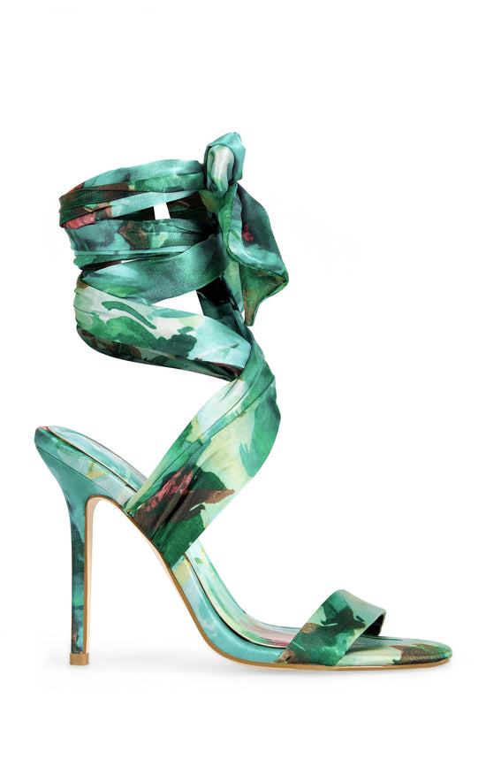 ELZON-GREEN WRAP-AROUND STILETTO SANDAL