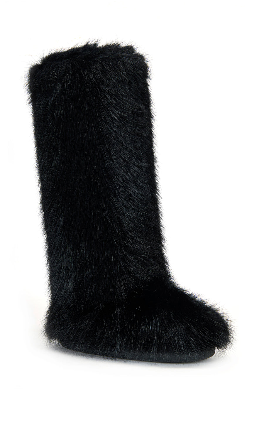 EMIR-BLACK FAUX FUR FLAT BOOT