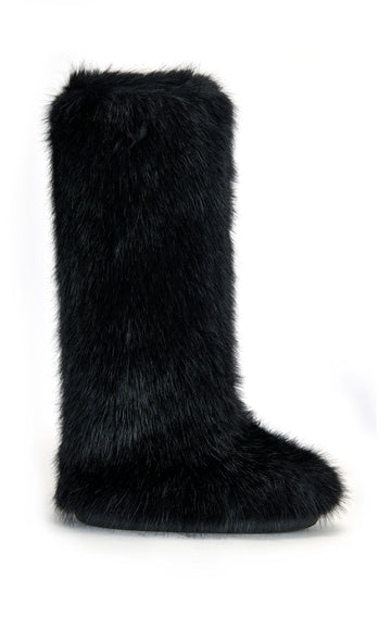 EMIR-BLACK FAUX FUR FLAT BOOT