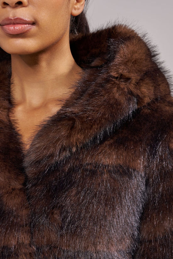 EMMERA-CHOCOLATE FAUX FUR COAT