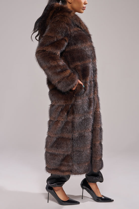 EMMERA-CHOCOLATE FAUX FUR COAT