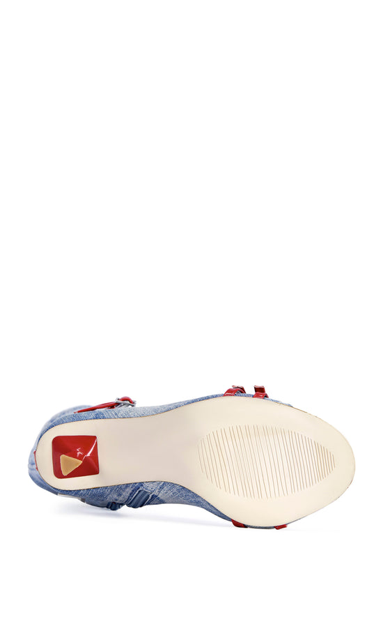 EMRA-DENIM SPORTY PEEP-TOE STILETTO BOOT