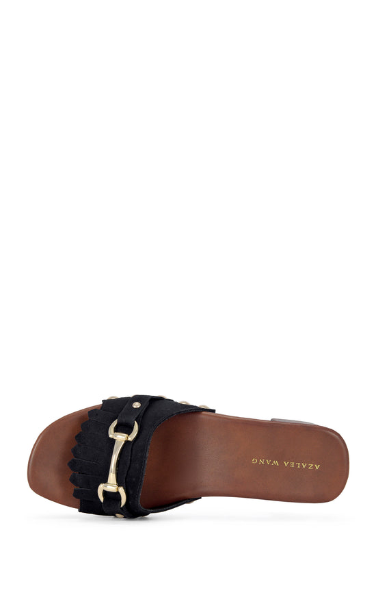 EPSILON-BLACK GENUINE FLATFORM SANDAL