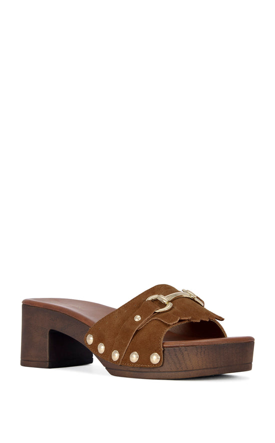 EPSILON-BROWN GENUINE SUEDE FLATFORM SANDAL