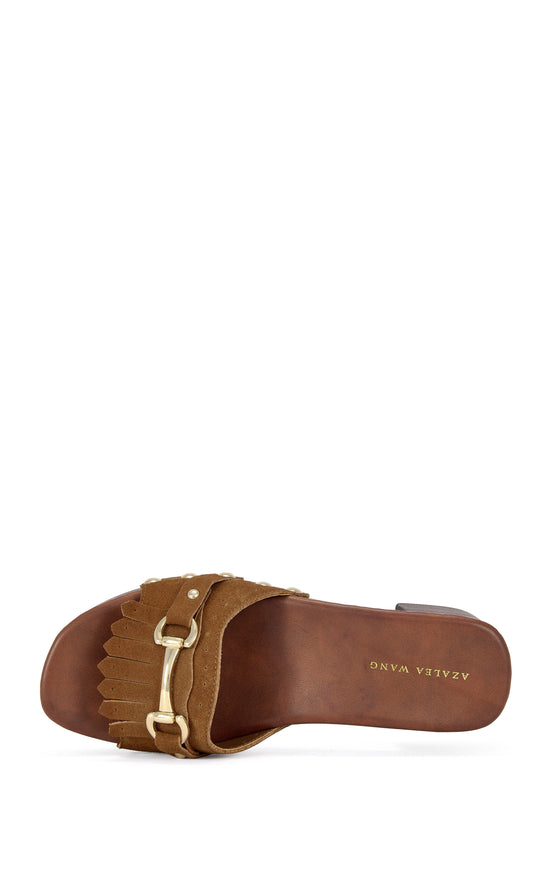 EPSILON-BROWN GENUINE SUEDE FLATFORM SANDAL
