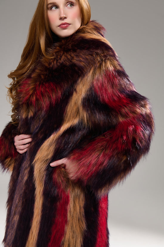 ESMARA-REDMULTI LONG FAUX FUR COAT