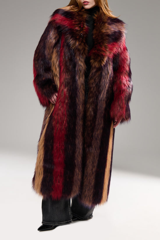 ESMARA-REDMULTI LONG FAUX FUR COAT