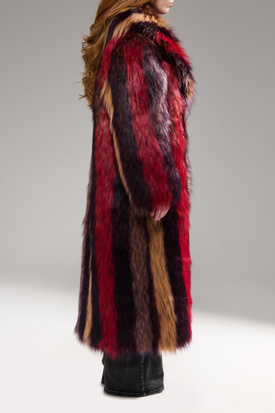 ESMARA-REDMULTI LONG FAUX FUR COAT