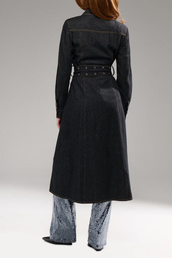 EVESSA-DKDENIM TRENCH COAT