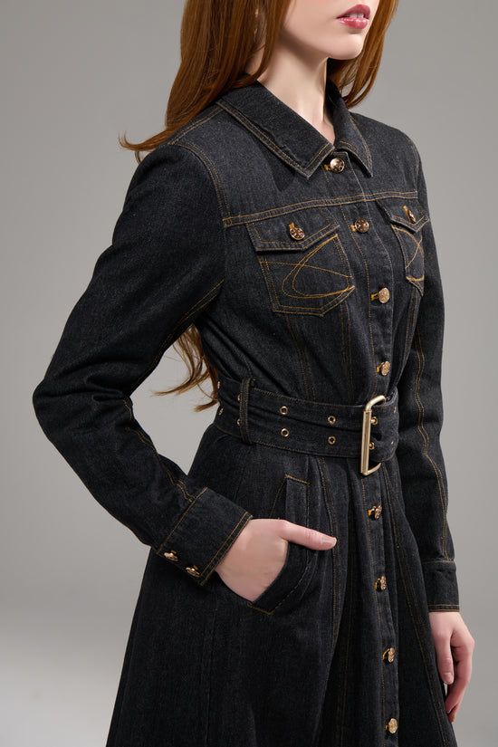 EVESSA-DKDENIM TRENCH COAT