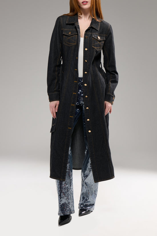 EVESSA-DKDENIM TRENCH COAT