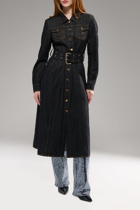 EVESSA-DKDENIM TRENCH COAT
