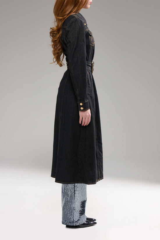 EVESSA-DKDENIM TRENCH COAT