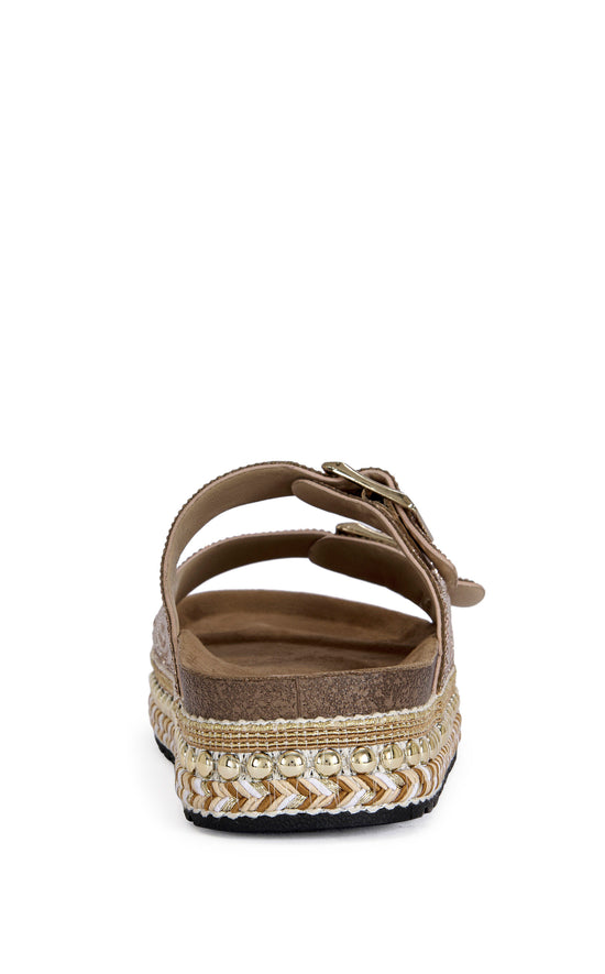 EZRI-ROSEGOLD BEADED FLAT SANDAL