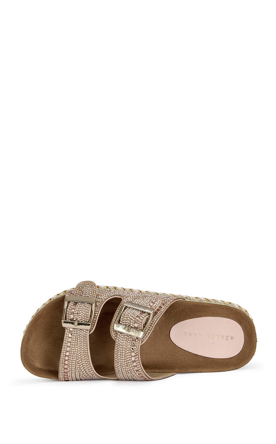 EZRI-ROSEGOLD BEADED FLAT SANDAL