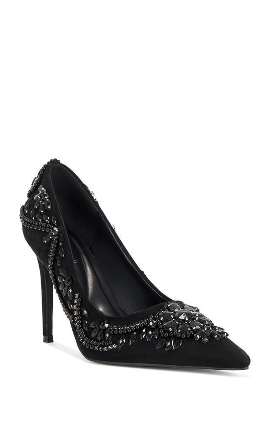 FANTASY-BLACK EMBELLISHED STILETTO PUMP