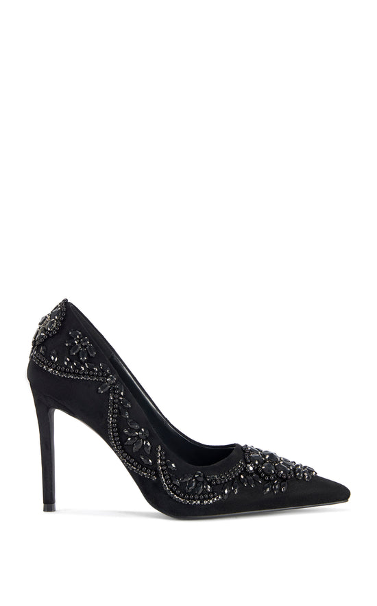 FANTASY-BLACK EMBELLISHED STILETTO PUMP