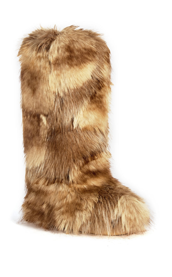 FENNEC-BROWN FAUX FUR FLAT BOOT