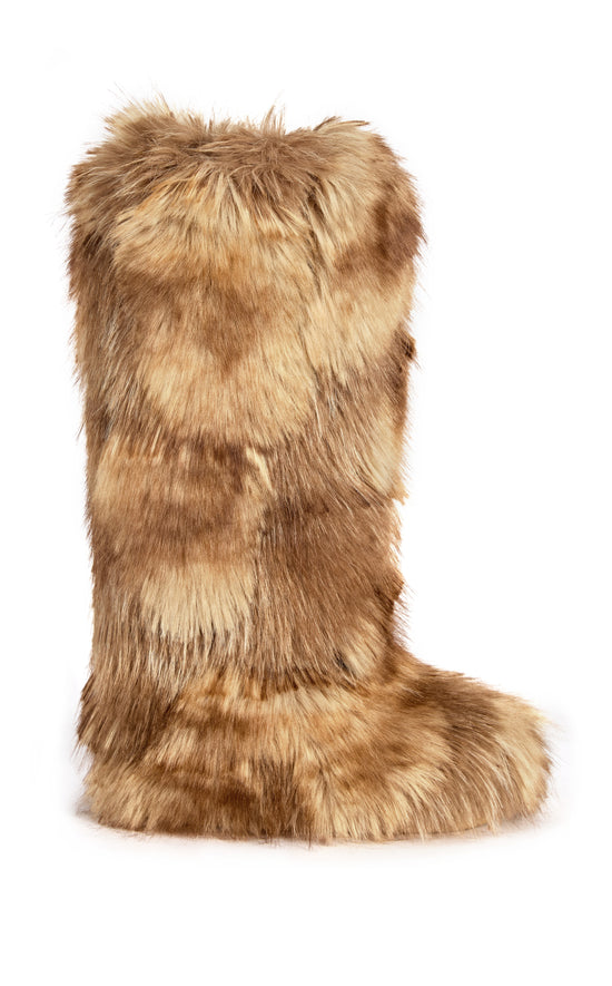 FENNEC-BROWN FAUX FUR FLAT BOOT