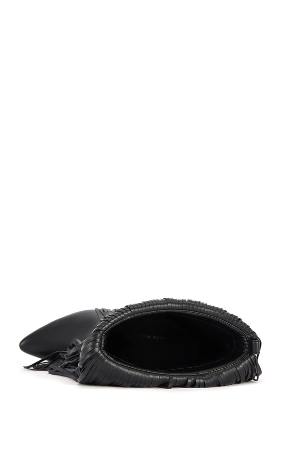 FIFER-BLACK POINTED-TOE FRINGE STILETTO BOOT
