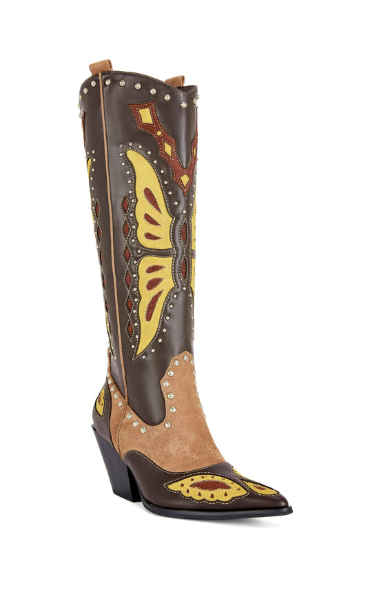 FLUTTER-BROWNMULTI WESTERN BOOT