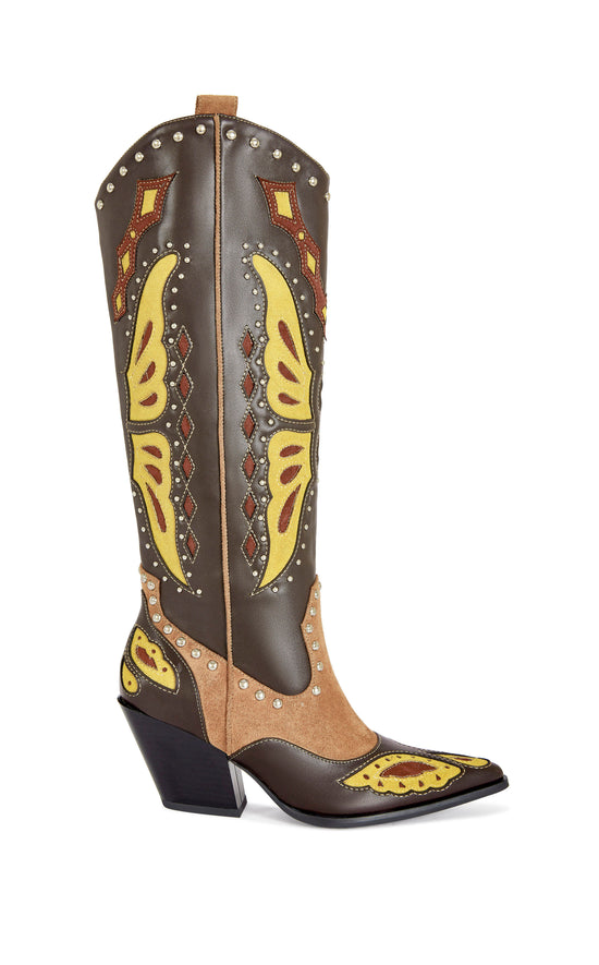 FLUTTER-BROWNMULTI WESTERN BOOT