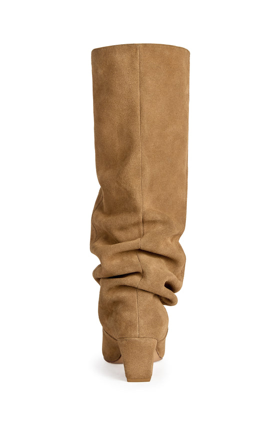 FRANCOISE-CAMEL GENUINE LEATHER BLOCK BOOT
