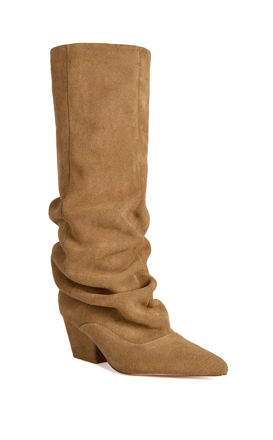 FRANCOISE-CAMEL GENUINE LEATHER BLOCK BOOT