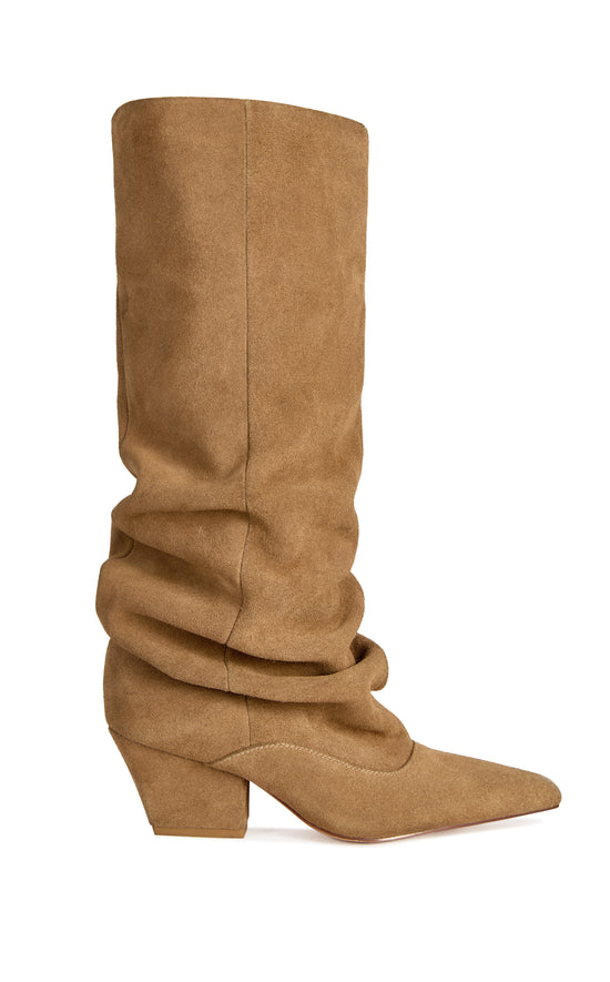 FRANCOISE-CAMEL GENUINE LEATHER BLOCK BOOT